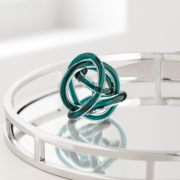 Orbit Glass Knot Decor Ball - Stunning 3 Inch Teal Sculpture