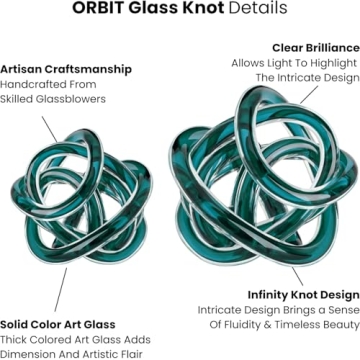 Orbit Glass Knot Decor Ball - Stunning 3 Inch Teal Sculpture