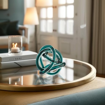 Orbit Glass Knot Decor Ball - Stunning 3 Inch Teal Sculpture