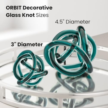 Orbit Glass Knot Decor Ball - Stunning 3 Inch Teal Sculpture