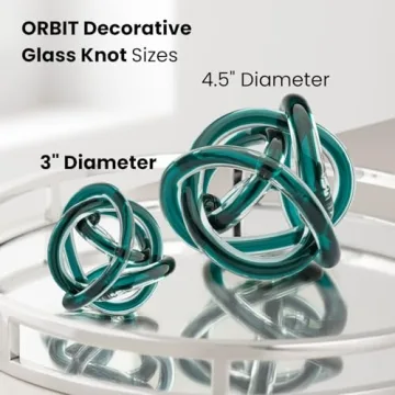 Orbit Glass Knot Decor Ball - Stunning 3 Inch Teal Sculpture