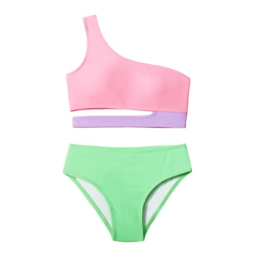Dearnow Girls Swimsuit Swimsuits for Teen Girls 12-14 One Shoulder Bathing Suits for Girls 2 Piece G...