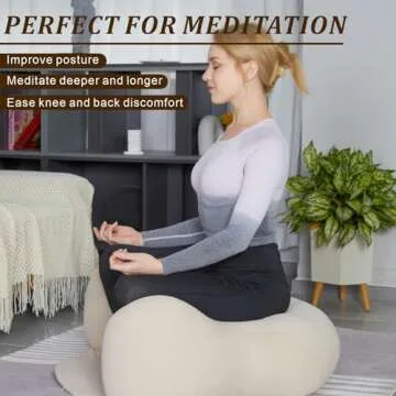 Inflatable Large Meditation Cushion for Zafu Yoga - Meditation Pillow for Sitting on The Floor - Floor Cushion Seating for Adults, Washable Cover, for Living Room Balcony Office