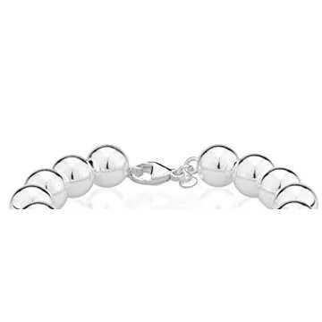 MiaBella Sterling Silver 10mm Bead Ball Bracelet for Women