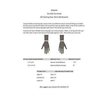 MiaBella Sterling Silver 10mm Bead Ball Bracelet for Women