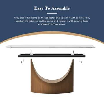 POVISON Modern Dining Table for 6, White Dining Table Sintered Stone Dining Table Top with Bronze Carbon Steel Pedestal Table, 71 inch Rectangle Dining Table for Dining Room Table(Table Only)