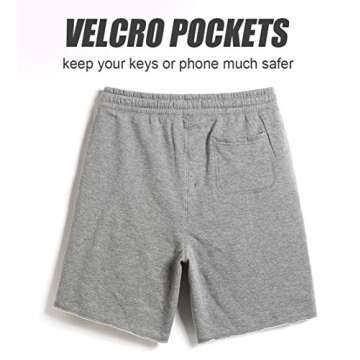 caloleyng Mens Cotton 8" Long Casual Lounge Fleece Shorts Pockets Jogger Athletic Workout Gym Sweat Shorts Lightgrey