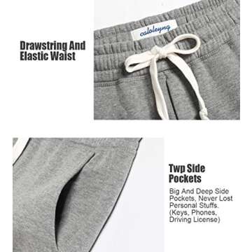 caloleyng Mens Cotton 8" Long Casual Lounge Fleece Shorts Pockets Jogger Athletic Workout Gym Sweat Shorts Lightgrey