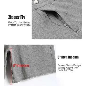 caloleyng Mens Cotton 8" Long Casual Lounge Fleece Shorts Pockets Jogger Athletic Workout Gym Sweat Shorts Lightgrey