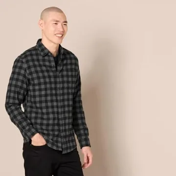 Amazon Essentials Men's Slim-Fit Plaid Flannel Shirt