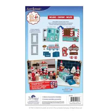 The Elf on the Shelf Insta-Props 2-in-1 Scene Kit with Reversible Pop Out Backdrop - Hot Cocoa Stand and Magic Shrinking Machine Scenes with Accessories