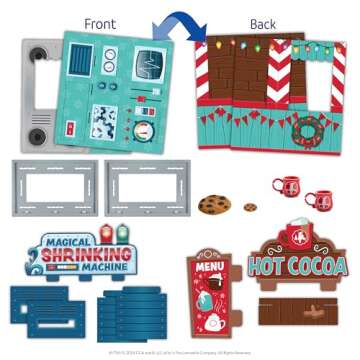 The Elf on the Shelf Insta-Props 2-in-1 Scene Kit with Reversible Pop Out Backdrop - Hot Cocoa Stand and Magic Shrinking Machine Scenes with Accessories