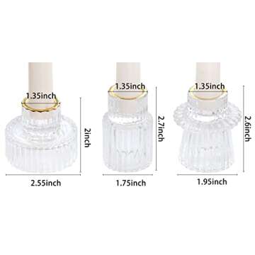 Vixdonos Taper Glass Candlestick Holders Tealight Candle Holders for Table Centerpieces, Wedding Decor and Dinner Party (6 Pcs, Gold Rim Clear)