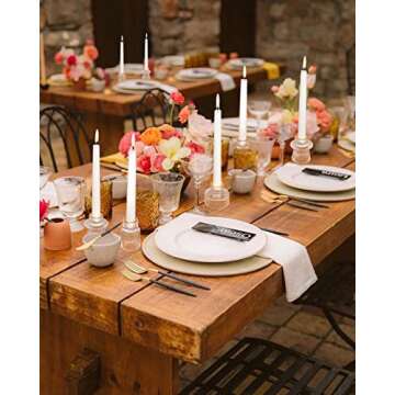 Vixdonos Taper Glass Candlestick Holders Tealight Candle Holders for Table Centerpieces, Wedding Decor and Dinner Party (6 Pcs, Gold Rim Clear)