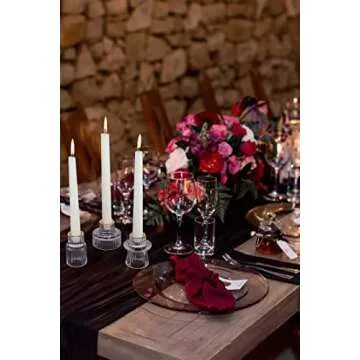 Vixdonos Taper Glass Candlestick Holders Tealight Candle Holders for Table Centerpieces, Wedding Decor and Dinner Party (6 Pcs, Gold Rim Clear)