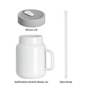 Customized Sublimation Mason Jar with Lid and Straw