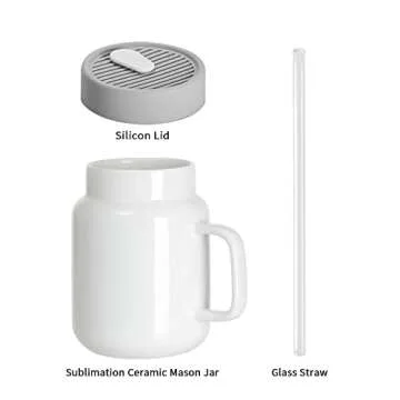 Customized Sublimation Mason Jar with Lid and Straw