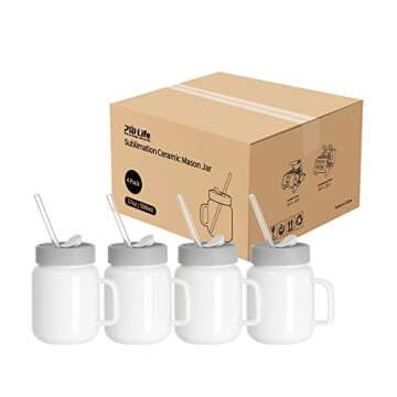 Customized Sublimation Mason Jar with Lid and Straw
