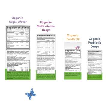 Wellements Organic Newborn Essentials Bundle | Gripe Water, Multivitamin Drops, Baby Tooth Oil, Prob...