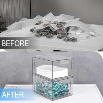 VOTLEVT Stackable Laundry Pods Container and Dryer Sheet holder, Dishwasher Pods Container, Laundry Room Organization and Storage, Plastic Dryer Sheet Dispenser Box, 2 PACK