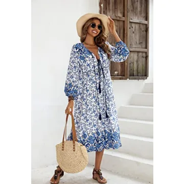 R.Vivimos Floral Midi Dress Comfortable Elegant Style