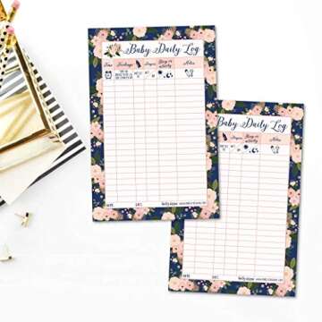 Hadley Designs Newborn Baby Log Tracker Journal Book, Infant Daily Schedule, Feeding Sleep Nap Activity Diaper Change Monitor Notes For Babies, Mommy Nursing, Breastfeeding Record Chart 50 Sheet Pad