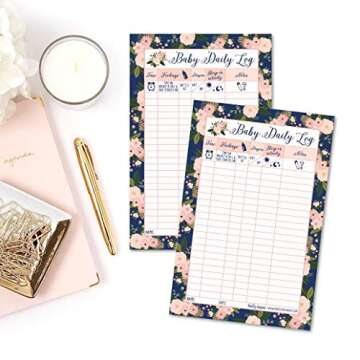 Hadley Designs Newborn Baby Log Tracker Journal Book, Infant Daily Schedule, Feeding Sleep Nap Activity Diaper Change Monitor Notes For Babies, Mommy Nursing, Breastfeeding Record Chart 50 Sheet Pad