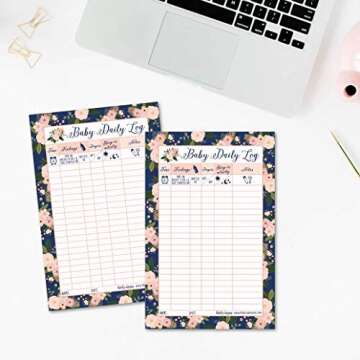 Hadley Designs Newborn Baby Log Tracker Journal Book, Infant Daily Schedule, Feeding Sleep Nap Activity Diaper Change Monitor Notes For Babies, Mommy Nursing, Breastfeeding Record Chart 50 Sheet Pad