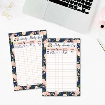 Hadley Designs Newborn Baby Log Tracker Journal Book, Infant Daily Schedule, Feeding Sleep Nap Activity Diaper Change Monitor Notes For Babies, Mommy Nursing, Breastfeeding Record Chart 50 Sheet Pad