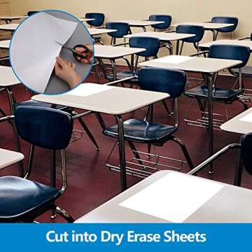 Dry Erase Whiteboard Paper, Large White Board Stickers for Wall, 6x4ft Dry Erase Paper Roll with Adhesive Backing, Perfect Replacement for White Board, No Ghost After 60 Days, 6 Much Better Markers