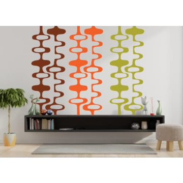 Custom Colors Mid Century Decals, Retro 70s Decor, Circle Chain Decal, Wall Panels, Mid Century Home...