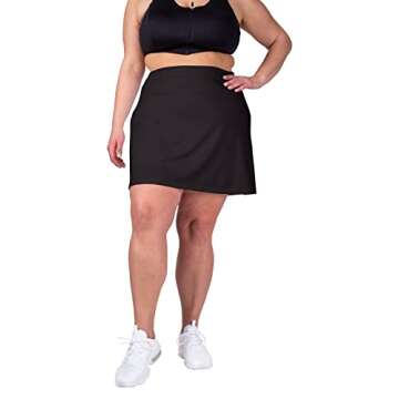 2 Pack Tennis Pickleball Skorts Plus Size Skirts for Women High Waisted Active Skort Golf and Tennis Skirts for Women Black and Black 2X