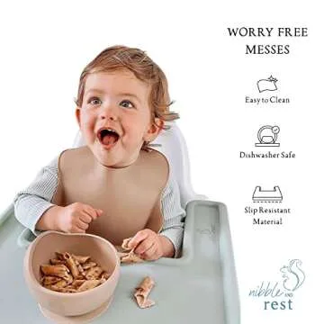 Nibble and Rest Highchair Grippy Coverall Placemat, Compatible with IKEA Antilop, Highchair Accessories, Wipeable, Silicone Placemat for Highchair Tray (Darksage)