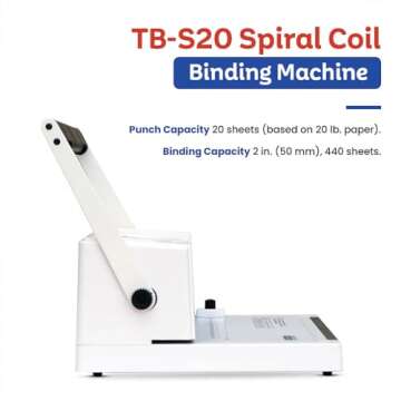 TruBind Manual Coil Binding Machine with Adjustable Side Margin | 20 Sheet Punch Capacity | Bind up to 440 Sheets with 4:1 Pitch | 2-Year Warranty | Heavy-Duty Coil Crimping Pliers Included