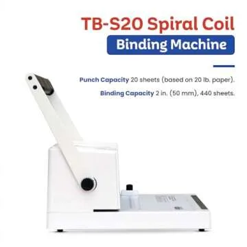 TruBind Manual Coil Binding Machine with Adjustable Side Margin | 20 Sheet Punch Capacity | Bind up to 440 Sheets with 4:1 Pitch | 2-Year Warranty | Heavy-Duty Coil Crimping Pliers Included