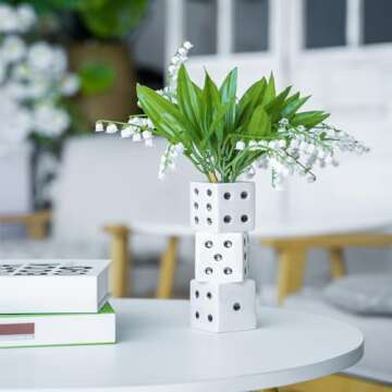 MOUGIGI Ceramic Dice Vase - Unique Decor for Dried Flowers, Rose, Pampas Grass - Stunning Design for Any Modern Space for Inspiring Smiles
