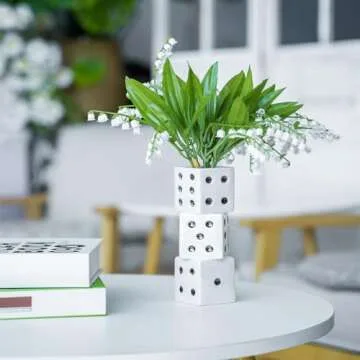 MOUGIGI Ceramic Dice Vase - Unique Decor for Dried Flowers, Rose, Pampas Grass - Stunning Design for Any Modern Space for Inspiring Smiles