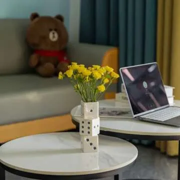 MOUGIGI Ceramic Dice Vase - Unique Decor for Dried Flowers, Rose, Pampas Grass - Stunning Design for Any Modern Space for Inspiring Smiles