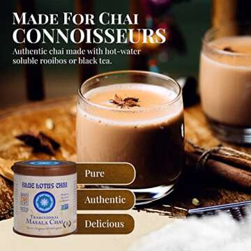 Blue Lotus Chai Tea - Traditional Masala Chai - Makes 100 Cups - 3 Ounce Masala Spiced Chai Powder w...
