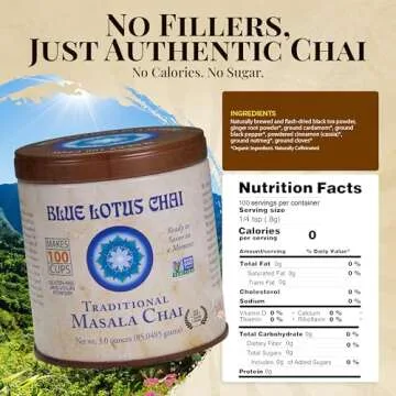 Blue Lotus Chai Tea - Authentic Organic Masala Chai Powder