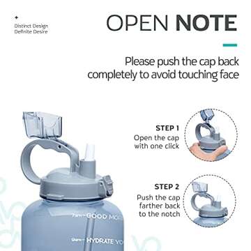 Venture Pal Large Half Gallon/64oz Motivational BPA Free Leakproof Water Bottle with Straw & Time Ma...