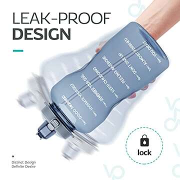 Venture Pal Large Half Gallon/64oz Motivational BPA Free Leakproof Water Bottle with Straw & Time Marker Perfect for Fitness Gym Camping Outdoor Sports