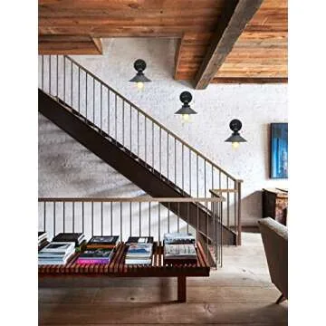 Phansthy Industrial Wall Sconce Light 8.1 Inches Metal Lampshade Vintage Style 1-Light Wall Light 180 Degree Adjustable Lighting Direction (Black)