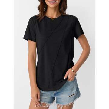 AUTOMET Womens Summer Tops for Beach, Workout, and Office Wear Black S