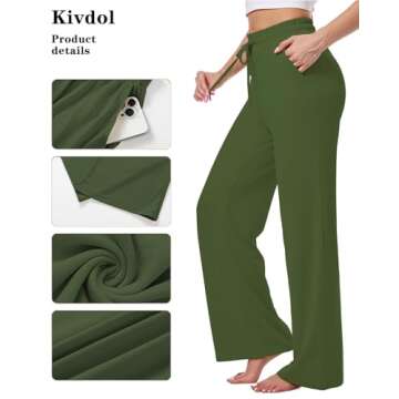 Kivdol 3 PACK Womens Yoga Sweatpants Wide Leg Lounge Pajamas Pants Drawstring Workout Comfy Joggers Sweatpants Pants