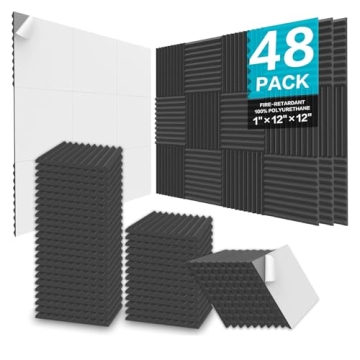 JBER 48-Pack Acoustic Foam Panels - Superior Soundproofing for Studios & Offices