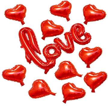 Soochat Red Heart & LOVE Balloons Kit for Celebrations