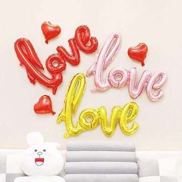 Soochat Red Heart & LOVE Balloons Kit for Celebrations