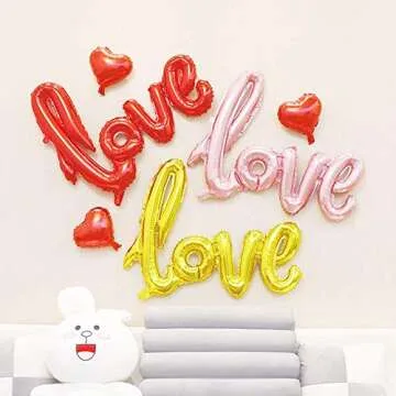 Soochat Red Heart & LOVE Balloons Kit for Celebrations