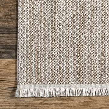 Rugs USA x Lauren Liess Zinnia Farmhouse Tasseled Area Rug, 5x8, Light Grey